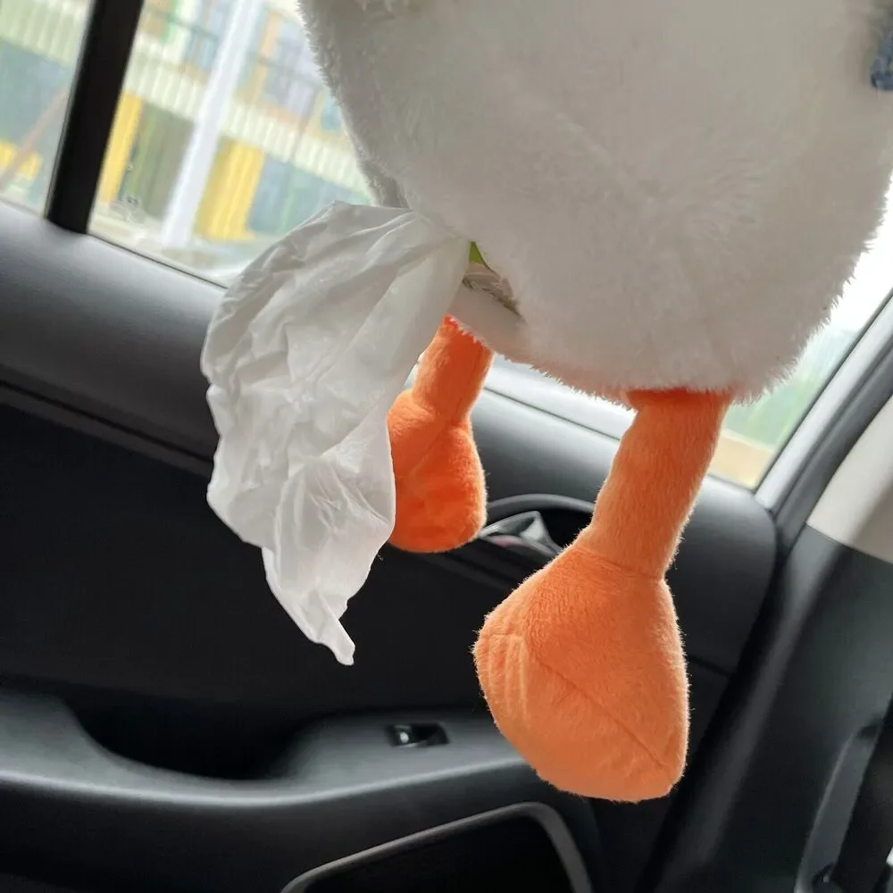 Unique Plush Cartoon Tissue Holder Duck Butt Car Tissue Box Storage